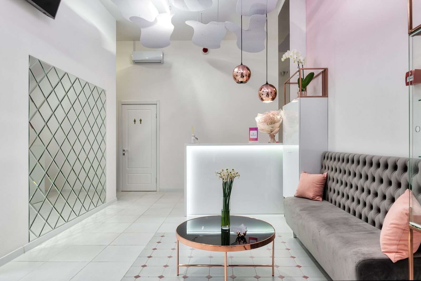 Interior of a modern salon reception area